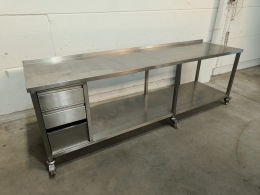 Table mobile en inox - 270x70x93 cm